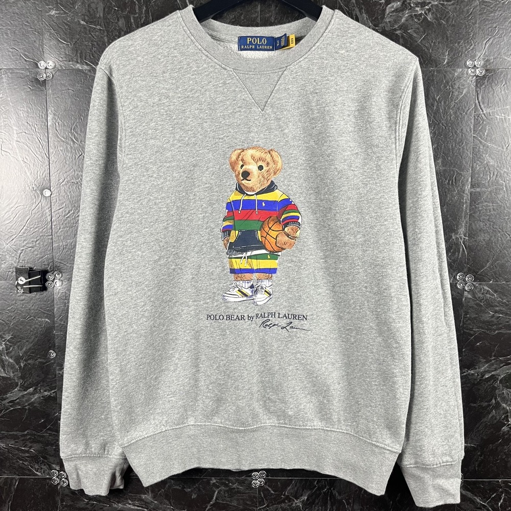 Polo Ralph Lauren Men's Grey Polo Bear Fleece Sweatshirt Fits XS